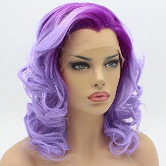 - EVERY 16” PURPLE OMBRÉ CURLY Lace Front Wig main image 8